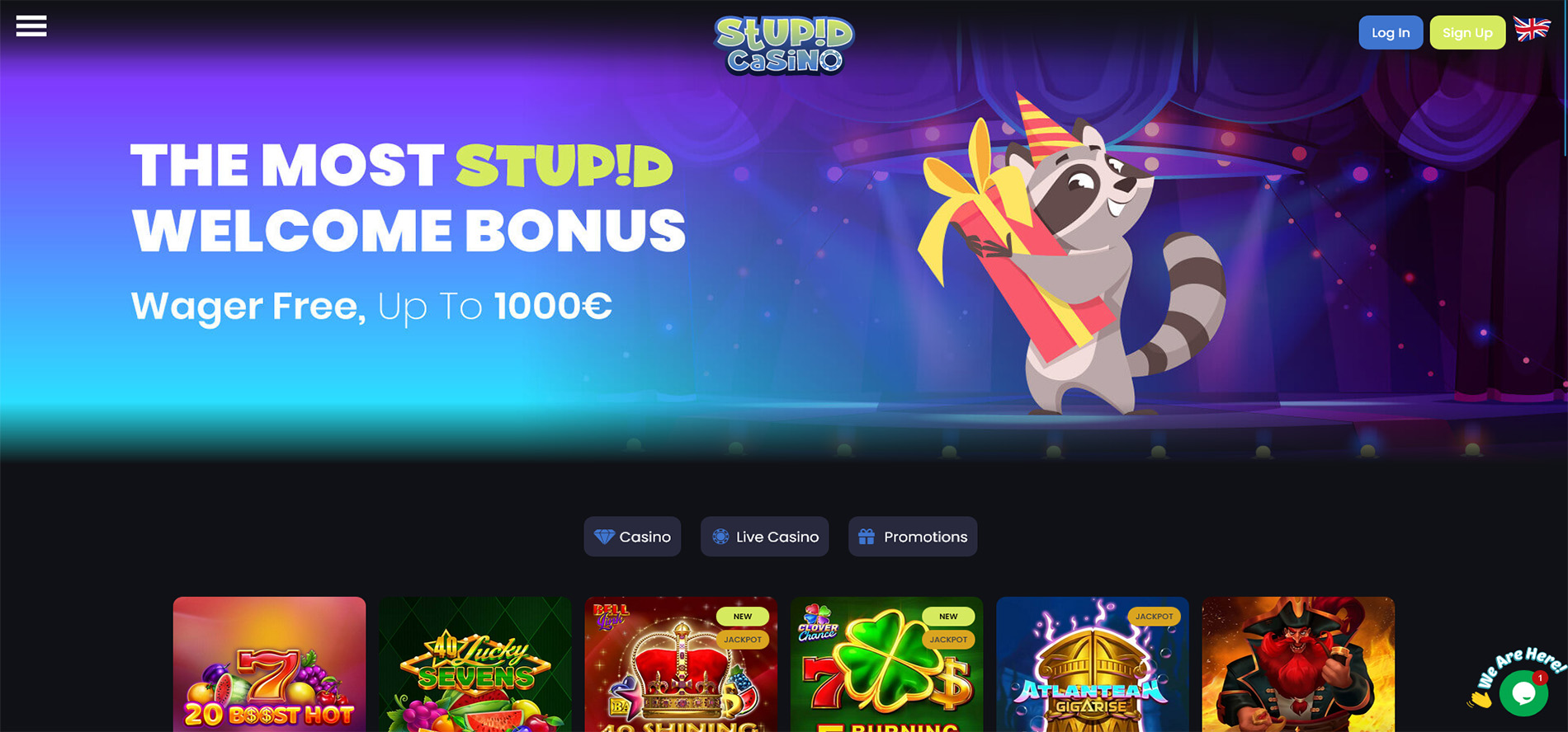 Stupid Casino home page